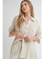 EM & ELLE Eloise Waffled Knit Button Down