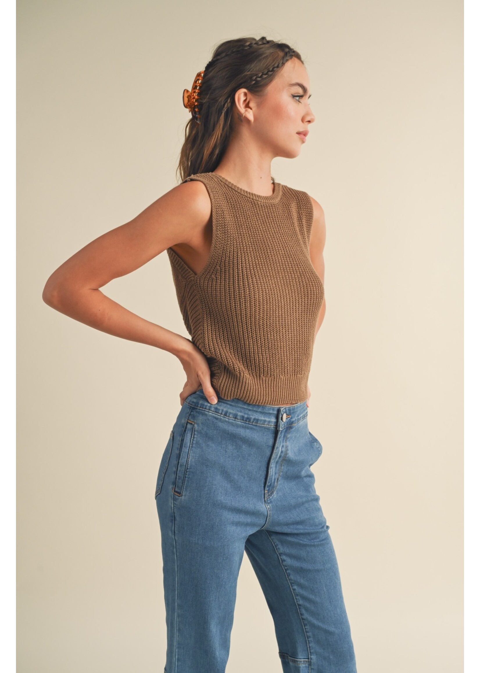 EM & ELLE Soleil Twisted Back Knit Top