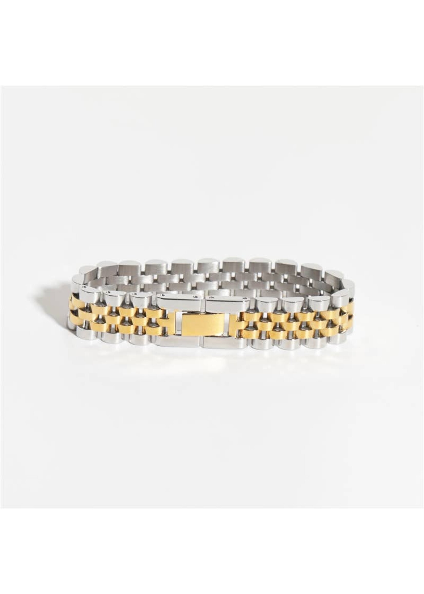 Steel Woven Gold Silver Watch Chain Bracelet