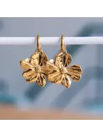 Steel Hoop Earrings with Xl Flower - Gold