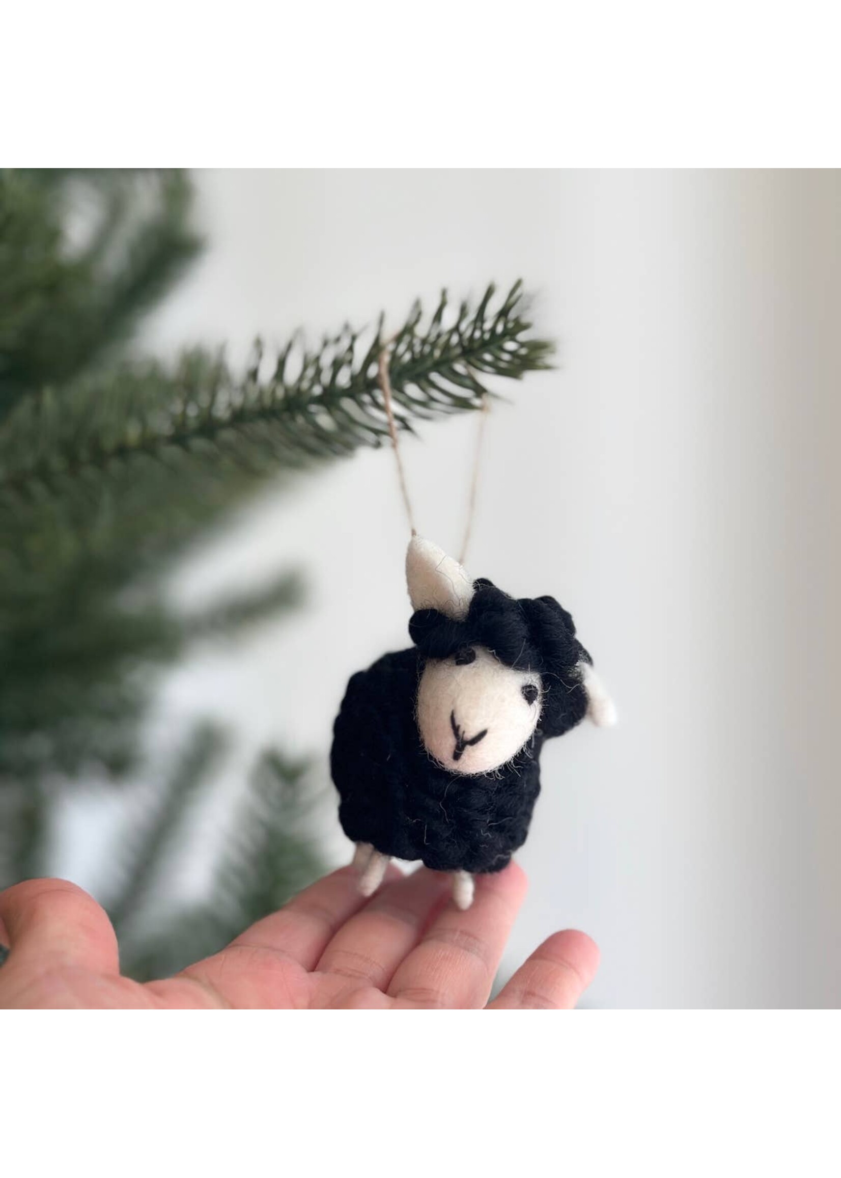Felt Mini Fluffy Sheep Ornament - Black