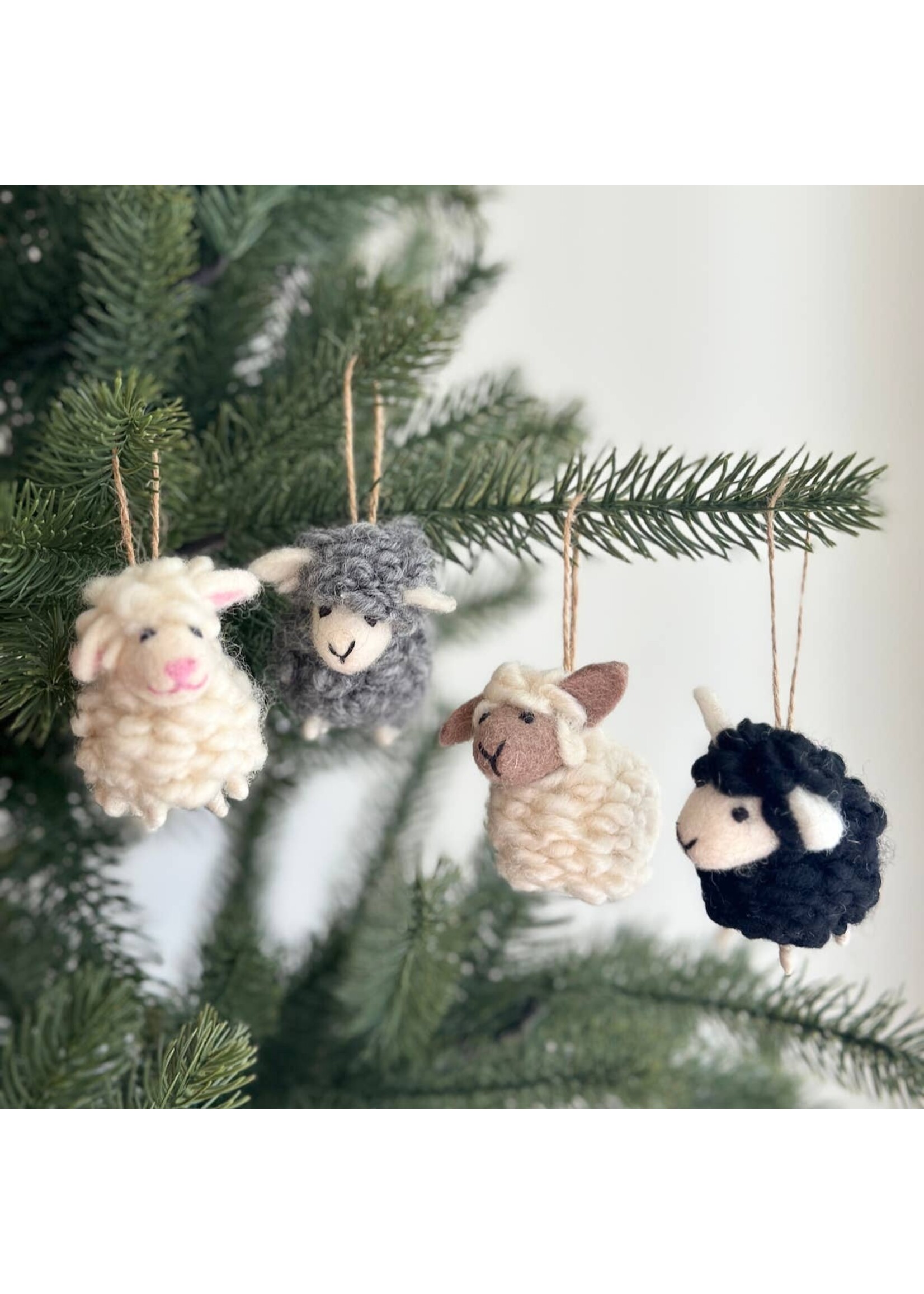 Felt Mini Fluffy Sheep Ornament - Grey