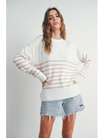 EM & ELLE Vienna Striped Drop Shoulder Sweater