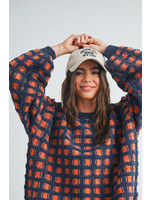 EM & ELLE Zia Checkered Oversized Sweater