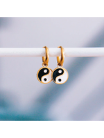 Stainless Steel Hoop Earrings with Yingyang