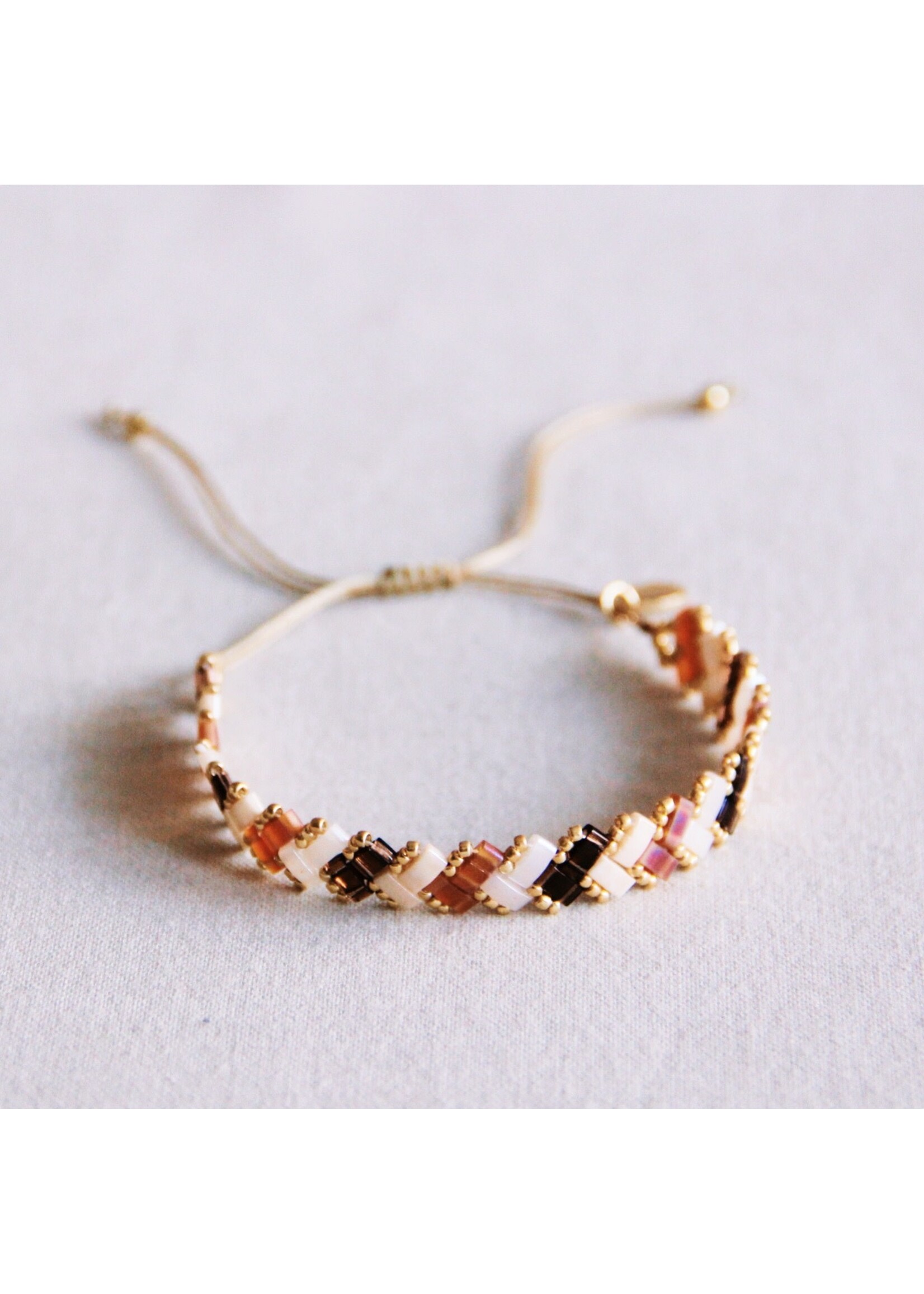 Braided Tila Bead Bracelet - Nude Colors