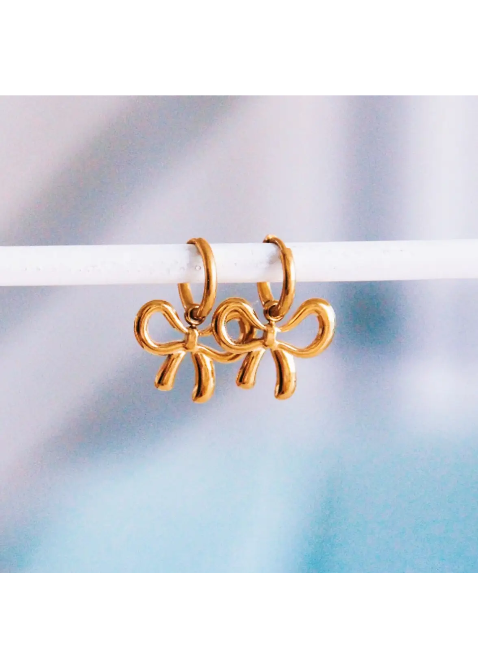 Stainless Steel Hoop Earrings with Bow