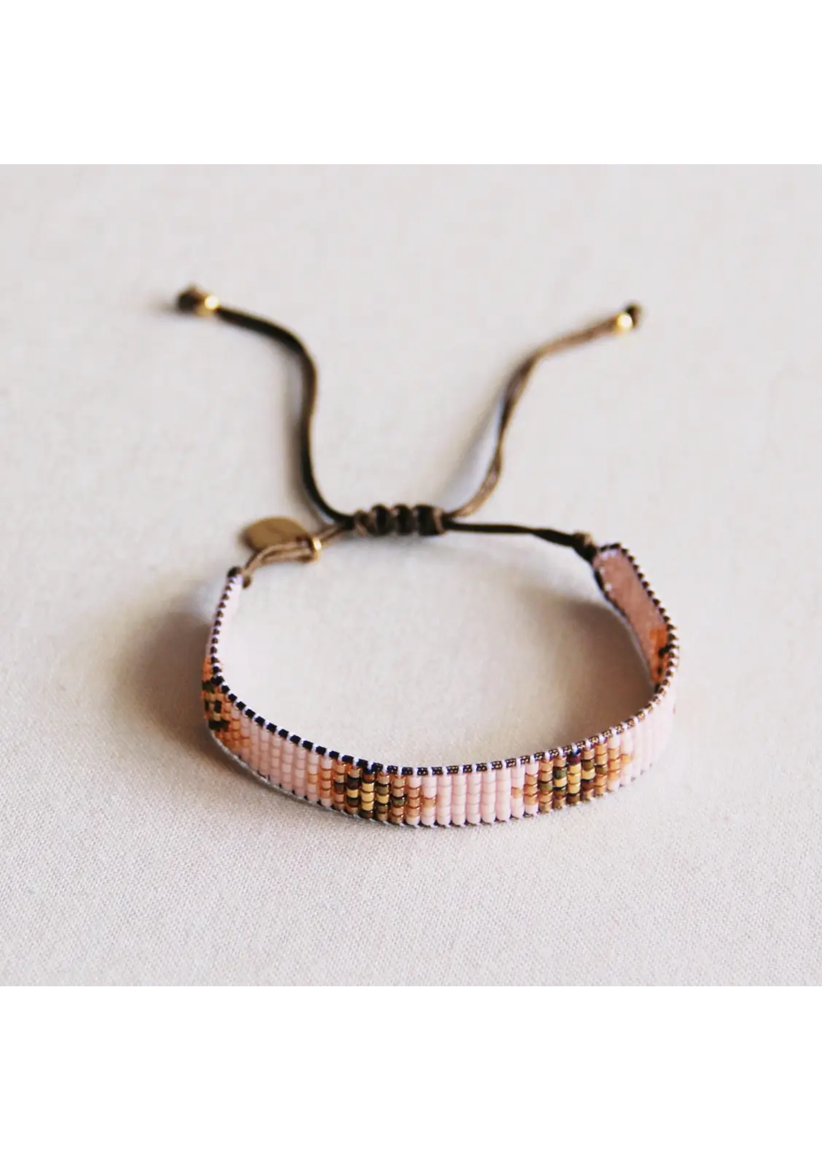 Weaving Bracelet Nude/Cognac/Goldplated
