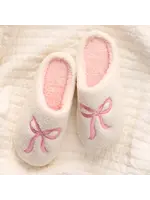 Fuzzy Slippers-Bow Pink