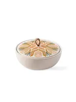 Stoneware Large Round Trinket Box - Tulip Tile