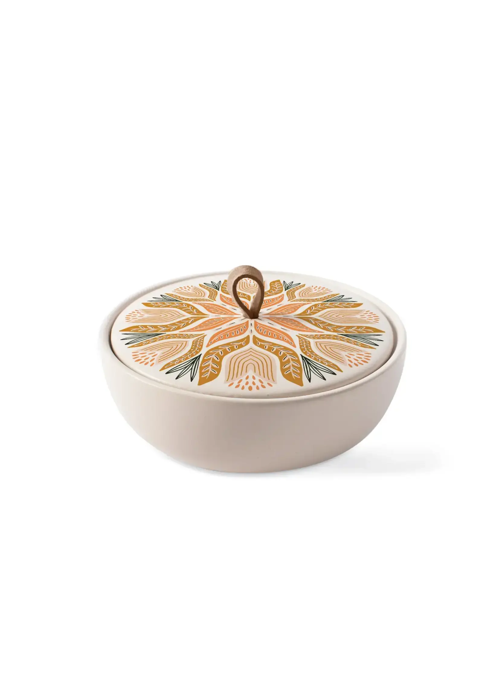 Stoneware Large Round Trinket Box - Tulip Tile