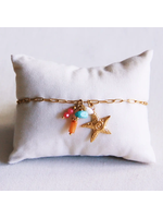 bazou Chain Anklet with Starfish and A Cluster of Gemstones