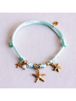 Satin Charm Bracelet with Starfish and Mini Pearl - Mint