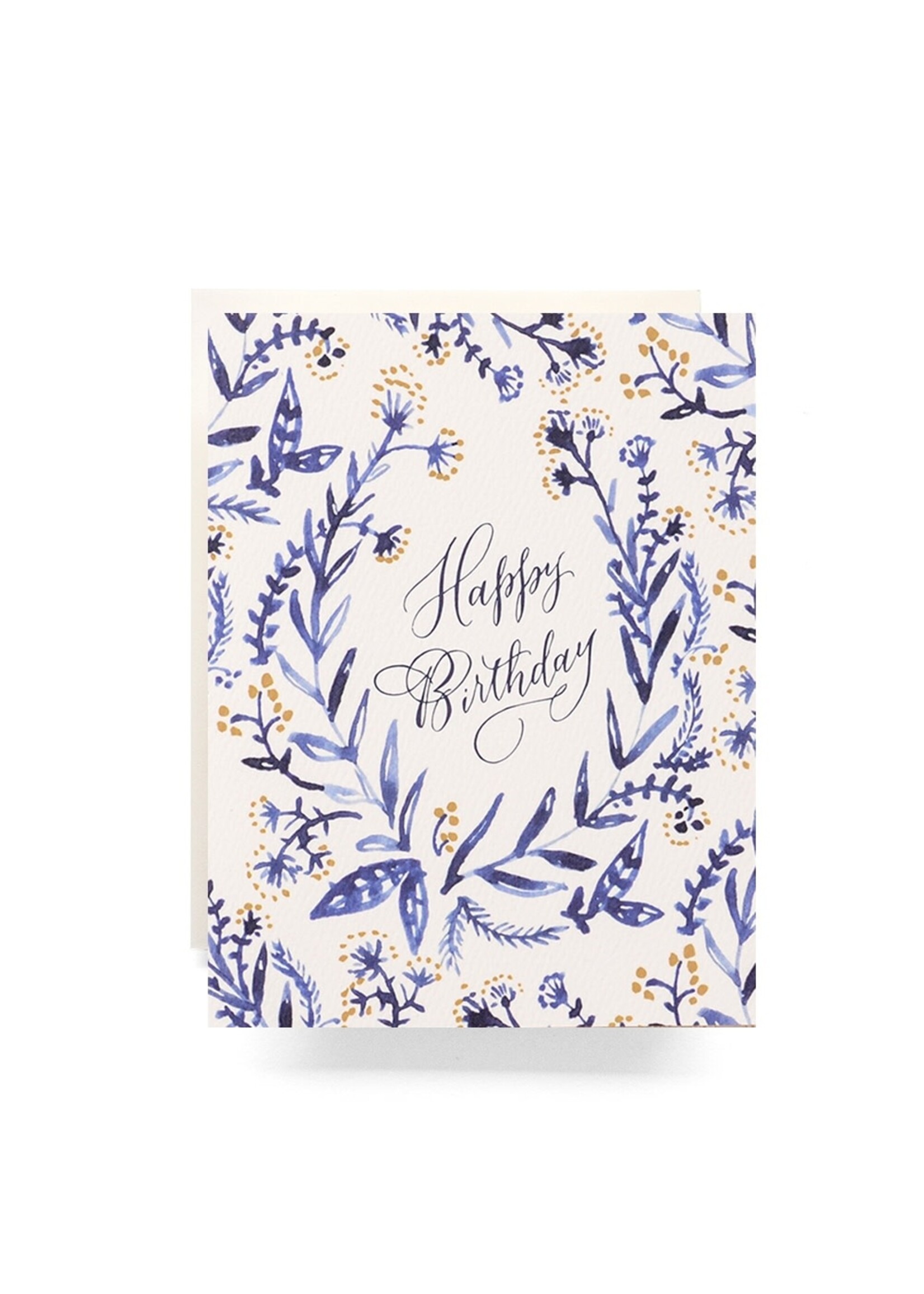 Antiquaria Cobalt & Canary Birthday Greeting Card