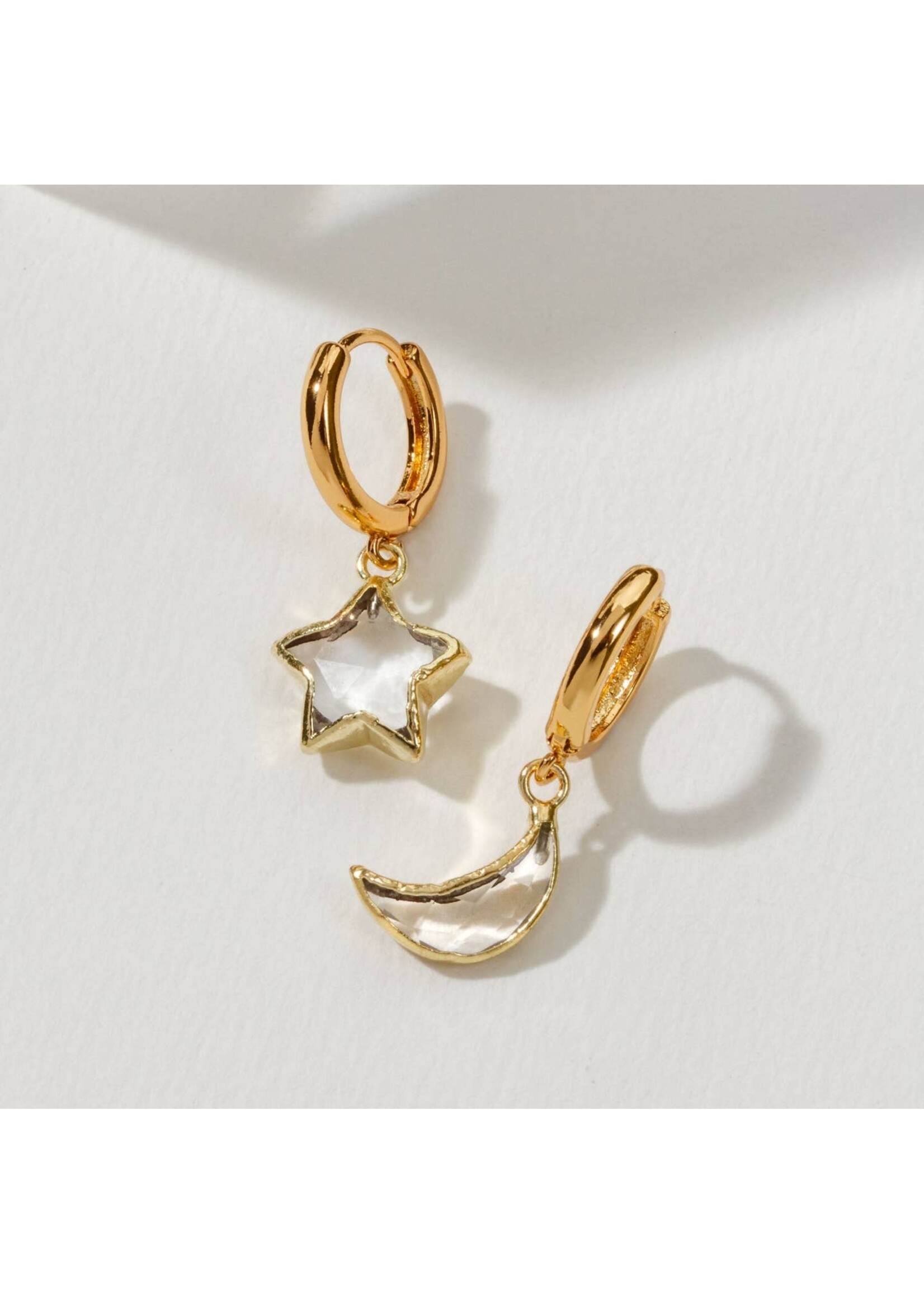 Luna Norte Sky Gazing Mismatched Hoop Earrings - Clear