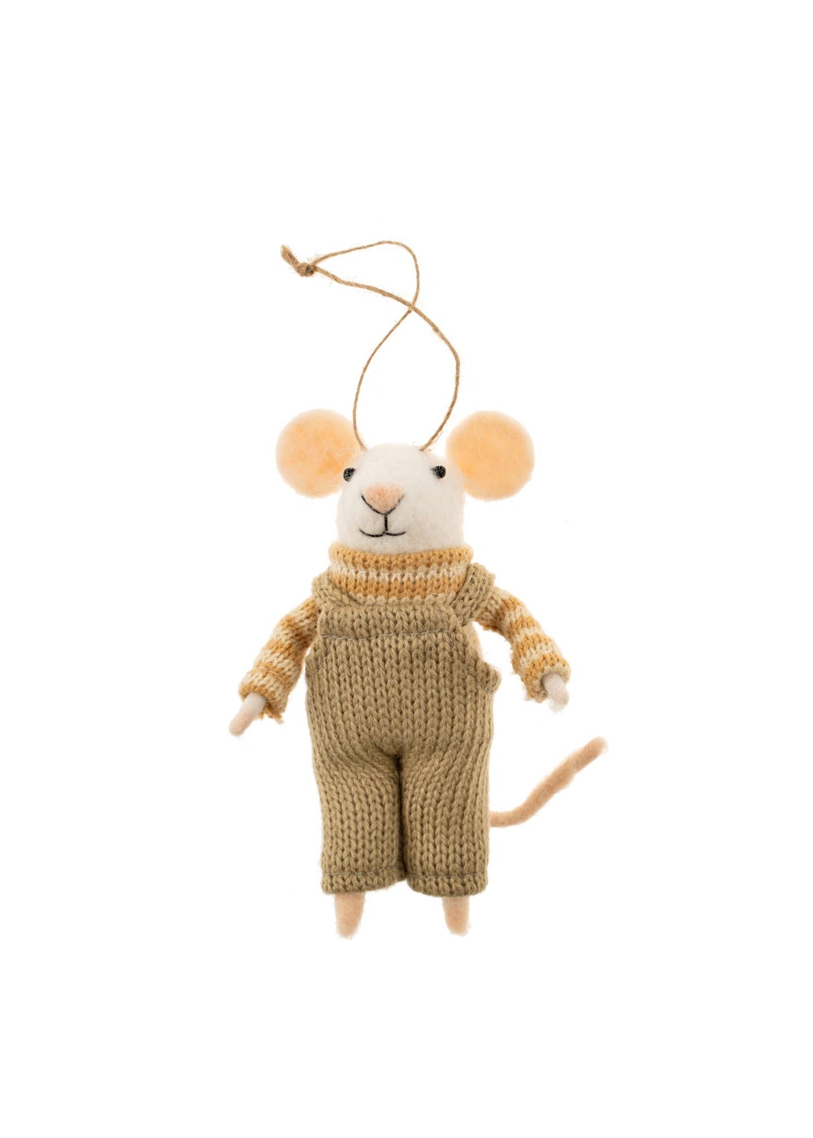 Overalls Olive Mouse Holiday Ornament