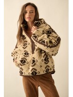 EM & ELLE Geo-print Sherpa Fleece Half-zip Pullover Jacket