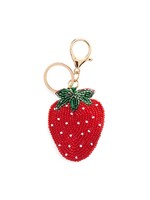 Strawberry Beaded Bag Charm/Key Ring,Red