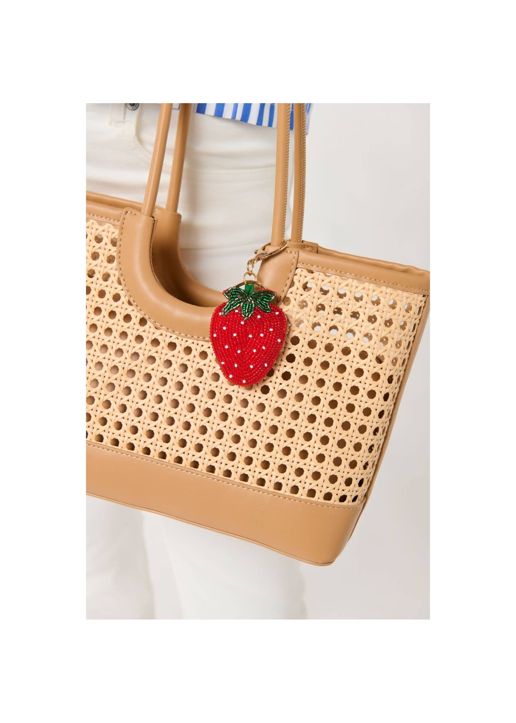 Strawberry Beaded Bag Charm/Key Ring,Red