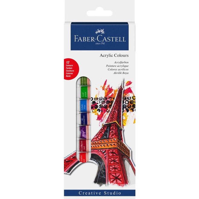 Faber-Castell Starter Kit Acrylic Paint Colors  Box Of 12