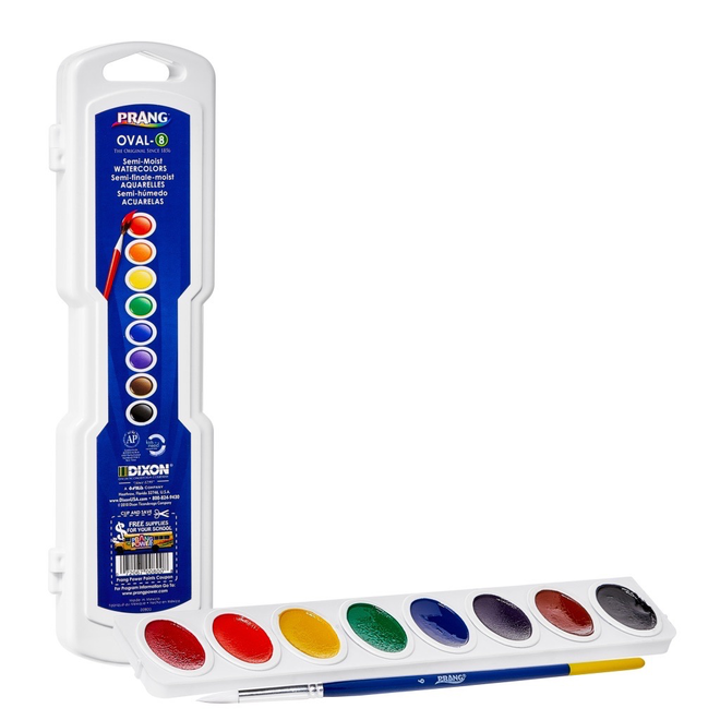 EA Prang Oval 8 Watercolour Set with a Brush OVL8