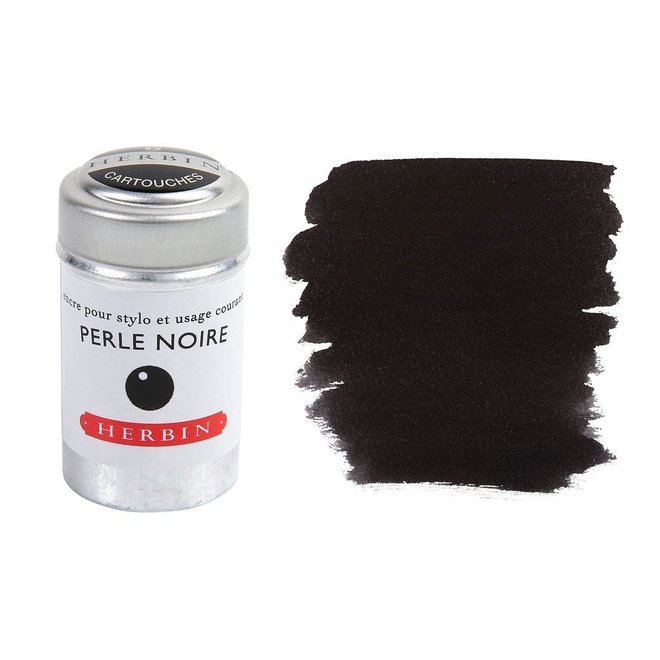 J. Herbin Fountain Pen Ink Cartridge - 6Pk Perle Noir / Black Pearl