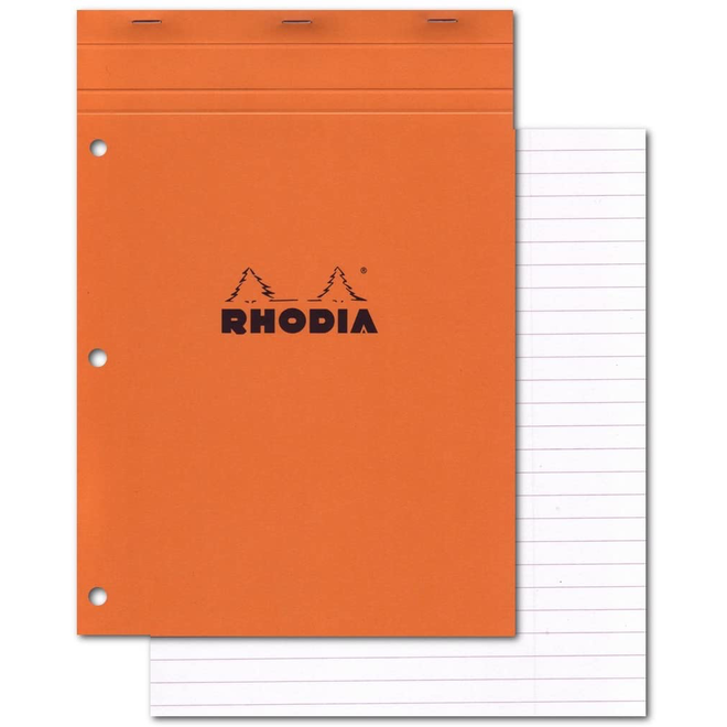 Rhodia Softcover Pad 3 HOLE 8.5x11 Orange Lined