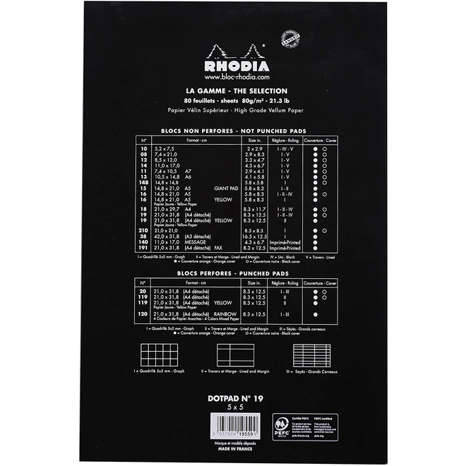 Rhodia Softcover Dot Grid Pad 8.5x12.5 Black