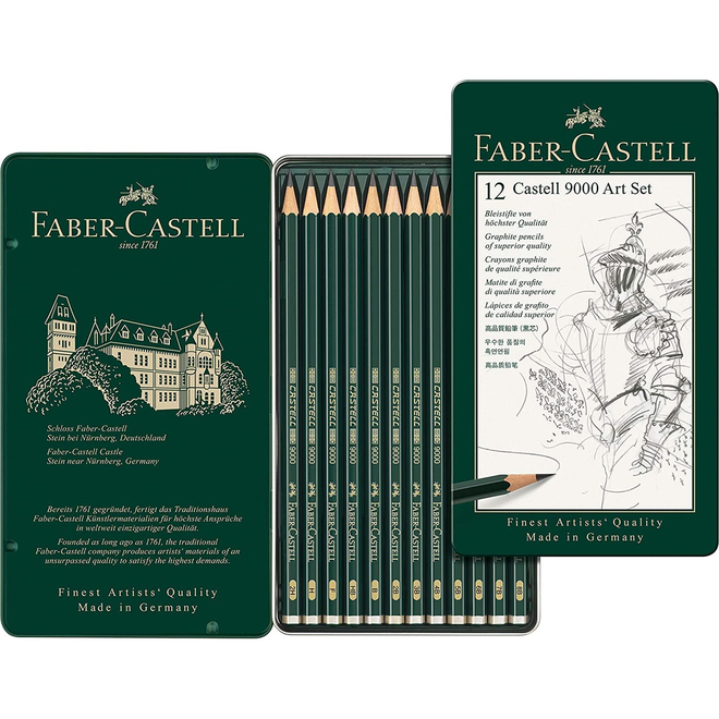 Faber-Castell 9000 Art Set Pencil Tin 12 degrees