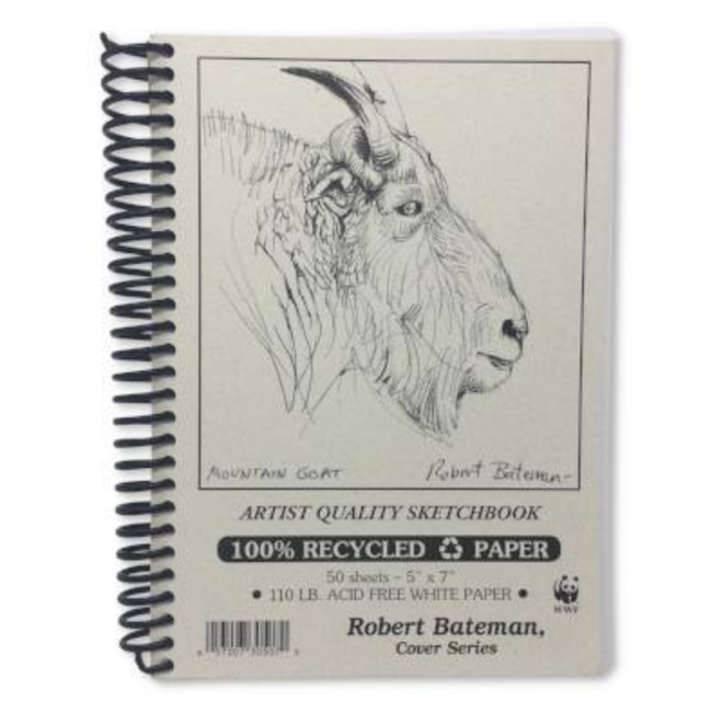 Robert Bateman Recycled Sketchbook 5x7" - 50 Sheets - 110lb Acid Free White Paper