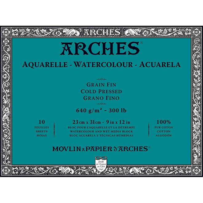 ARCHES WATERCOLOUR BLOCK COLD PRESS CP 300LB 10x14