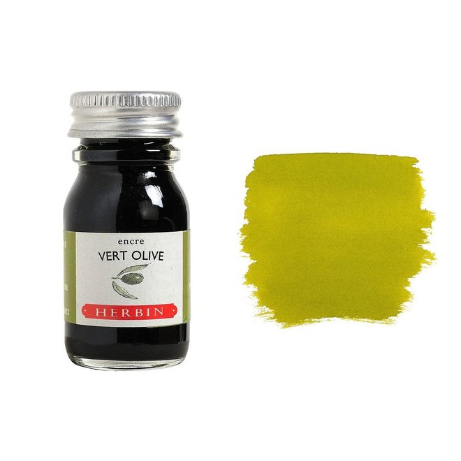 J. HERBIN FOUNTAIN PEN INK 10ML VERT OLIVE / OLIVE GREEN