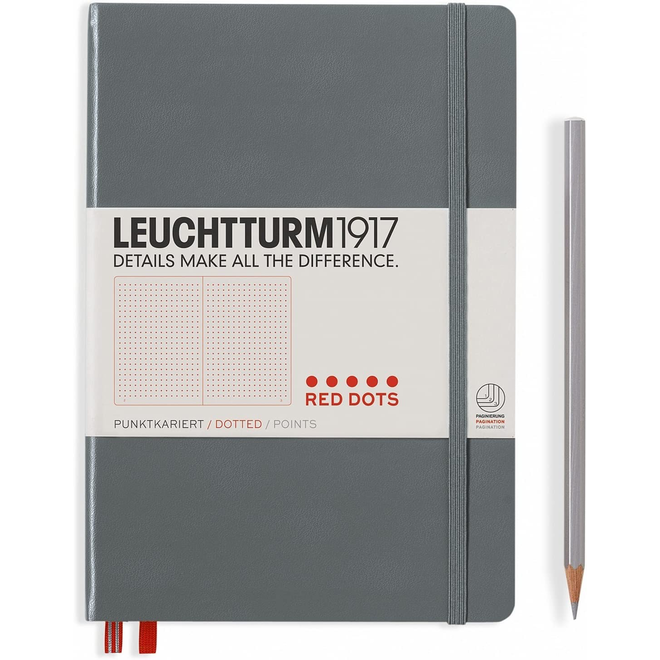 Leuchtturm1917 Notebook Medium Hardcover Red Dots Anthracite