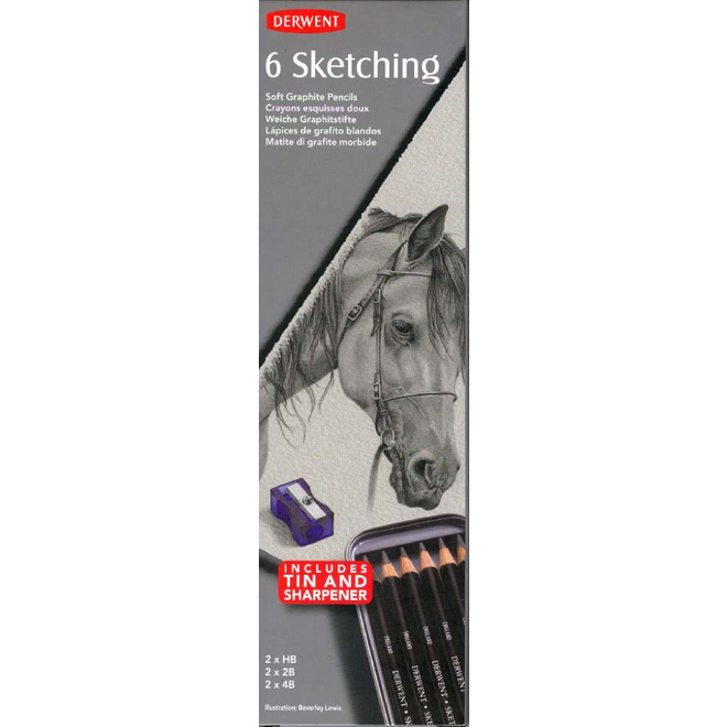 Derwent Sketching Soft Graphite Pencil 6 Tin
