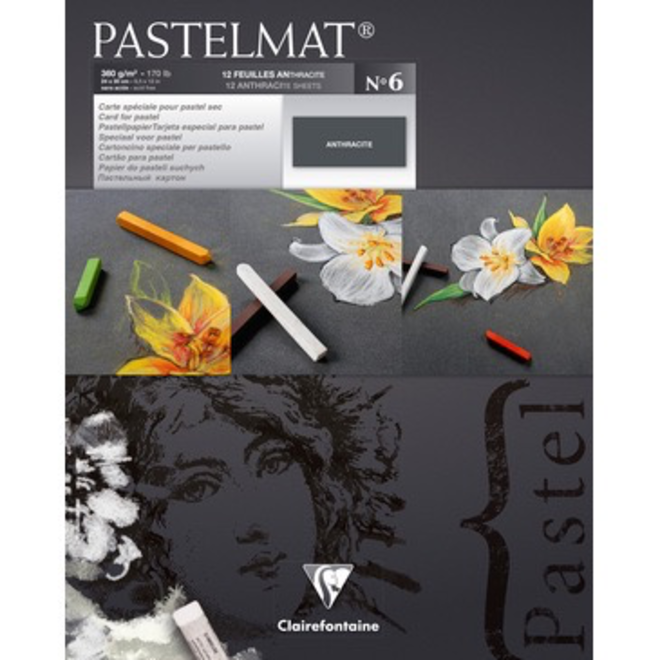Clairefontaine Pastelmat No 6 12 Sheets Anthracite 9.5X12Â€ 24X30Cm