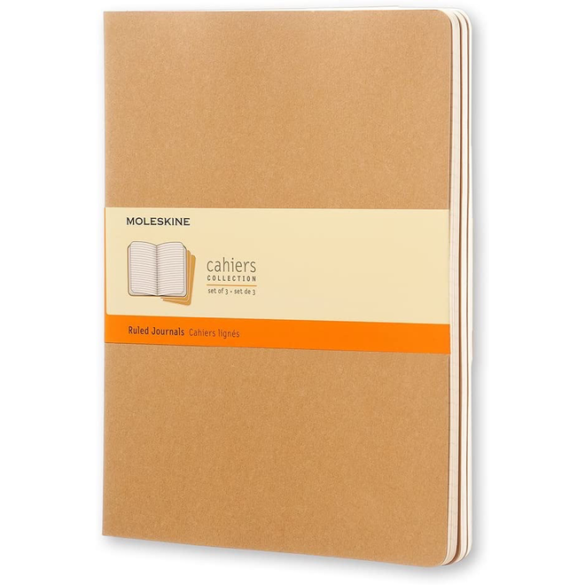 MOLESKINE XL KRAFT RULED JOURNAL 3PK