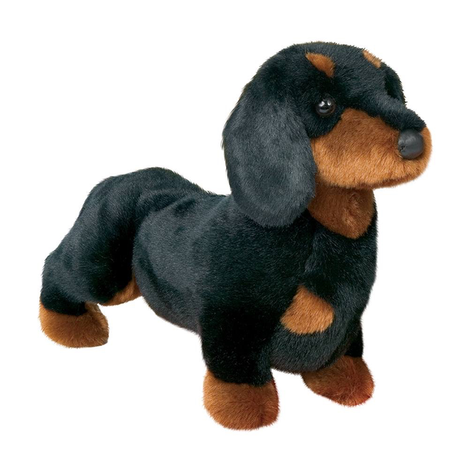 DOUGLAS CUDDLE TOY PLUSH SPATS BLK/TAN DACHSHUND DOG