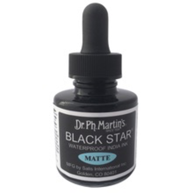 Dr Ph Martin's Black Star Waterproof Matte India Ink 1oz