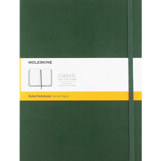 MOLESKINE CLASSIC COLLECTION HARD COVER RULED NOTEBOOK  7.5X9.75 GREEN