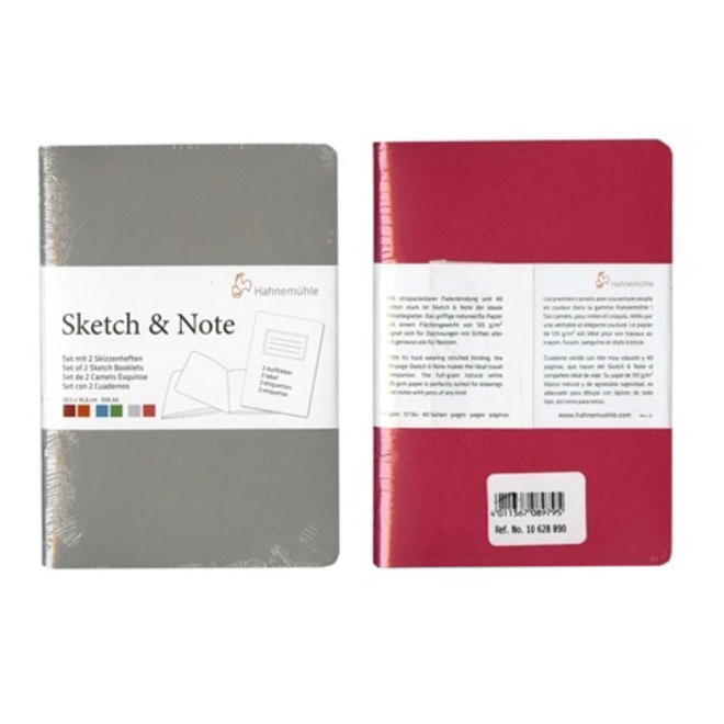 Hahnemuhle Sketch & Note Booklets 125gsm 20 sh/40 pg Book - Grey/Pink 8.27 × 11.69 A4