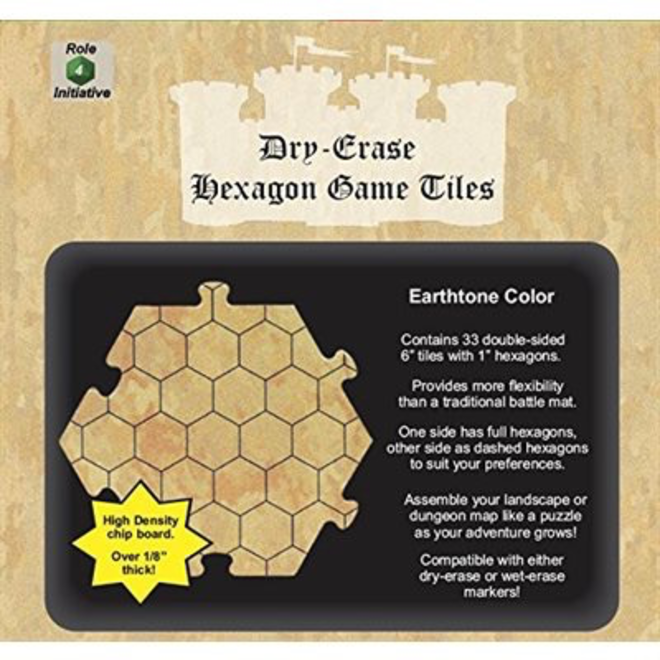 Dry Erase Hexagon Game Tiles: Earthtone