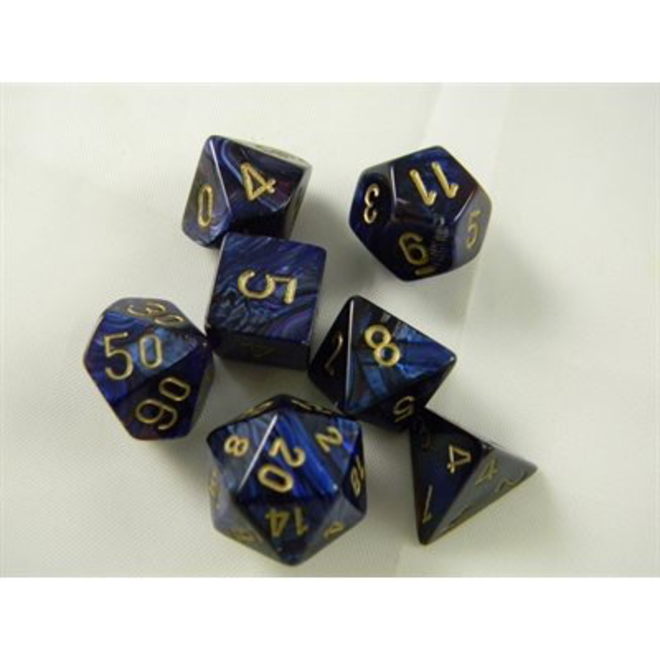 Chessex - 7 Die Set - Scarab Royal Blue/Gold