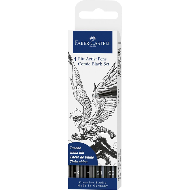 Faber-Castell 4 Pitt Artist  Pens Comic Black Set