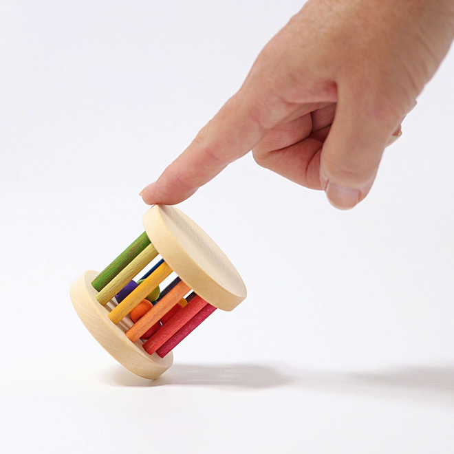Grimm'S Spiel Und Holz Ideas For Playing: Mini Rolling Wheel With Bell Rainbow