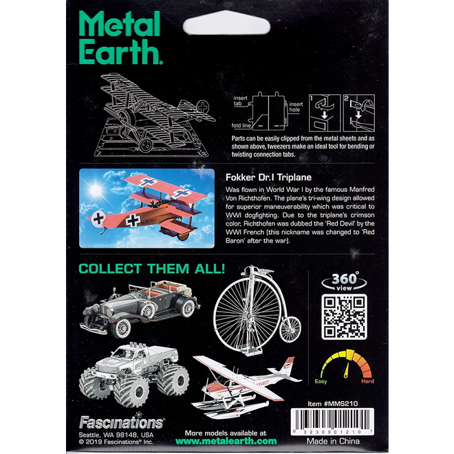 Metal Earth 3D Model : Iconx Fokker Dr. I Triplane