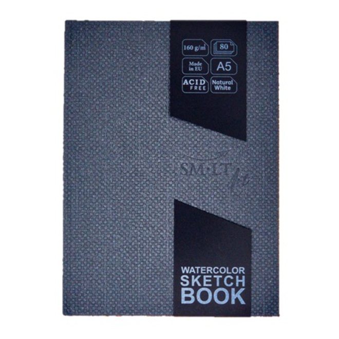 SMLT ART Watercolour 80 Sheet Sketchbook A5 Hardbound - Natural White - Acid Free - 160g/m2