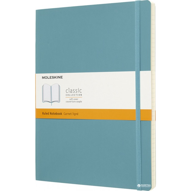 MOLESKINE CLASSIC COLLECTION SOFT COVER RULED NOTEBOOK  7.5X9.75 TEAL