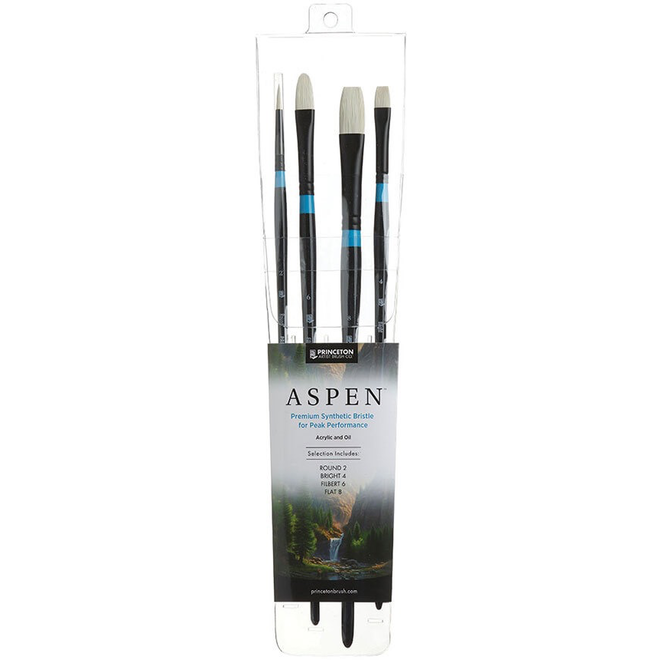 Princeton Aspen Brushes,  Premium Synthetic Bristle 4 Pack