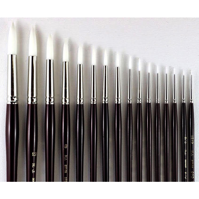 Hj Series 970 White Taklon Brush Round #3