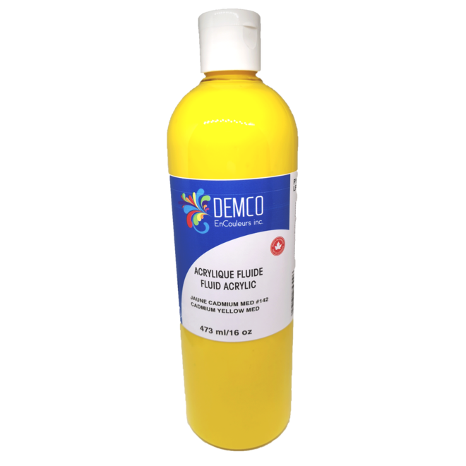 Demco 16OZ 473ML Fluid Acrylic Cadmium Yellow Medium Hue ( Primary Yellow)